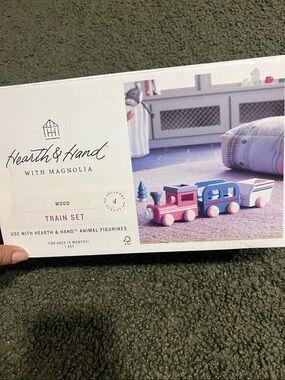 Hearth & Hand Wooden Pink and Blue Train Set